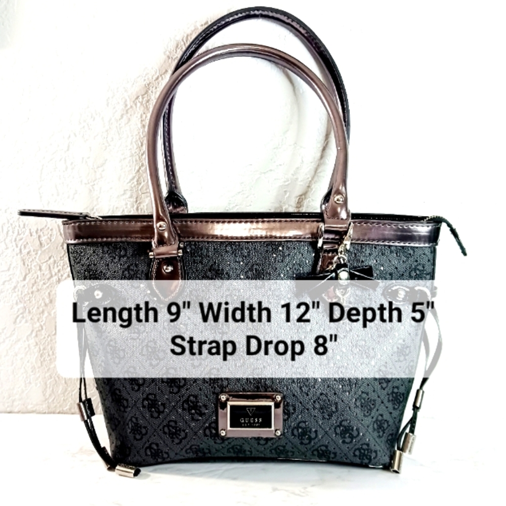 Guess Black and Silver Tote with Structured Design - Picture 10 of 13